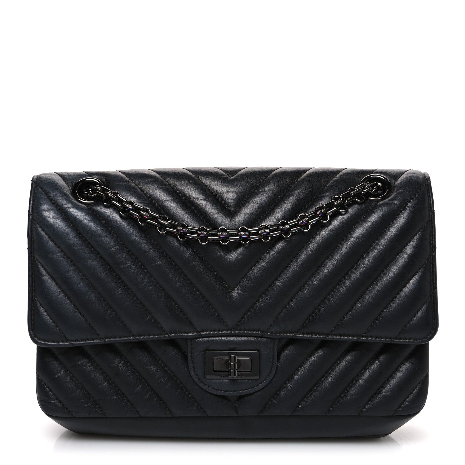 Chanel 2.55 Reissue 225 Chevron So Black