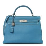 Hermès Kelly 32 Retourne Togo Bleu Jean